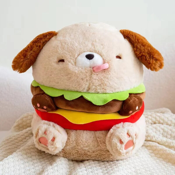 Śmieszny pluszak w kształcie psa hamburgera