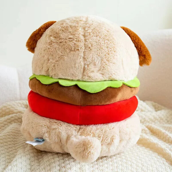 Śmieszny pluszak w kształcie psa hamburgera tył
